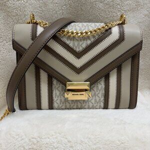Michael Kors Whitney Shoulder/Crossbody Bag Grey/Vanilla/Taupe Med Size